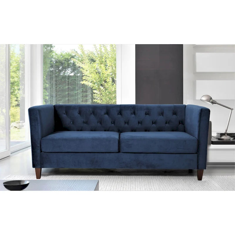 Canapé 73,3" en velours à accoudoirs carrés