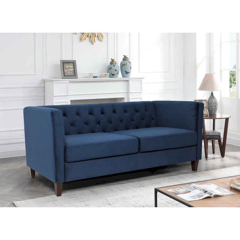 Canapé 73,3" en velours à accoudoirs carrés