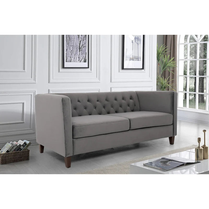 Canapé 73,3" en velours à accoudoirs carrés