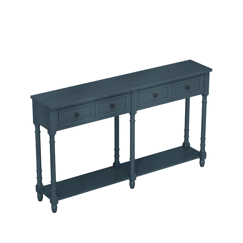 Console d'entrée avec deux tiroirs de rangement et une étagère inférieure