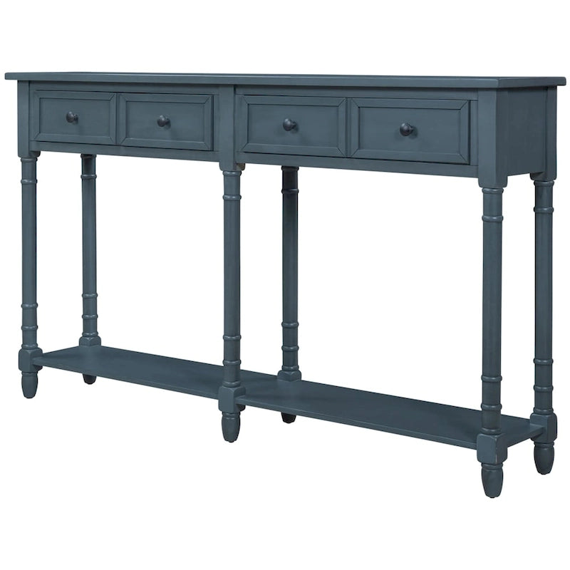 Console d'entrée avec deux tiroirs de rangement et une étagère inférieure