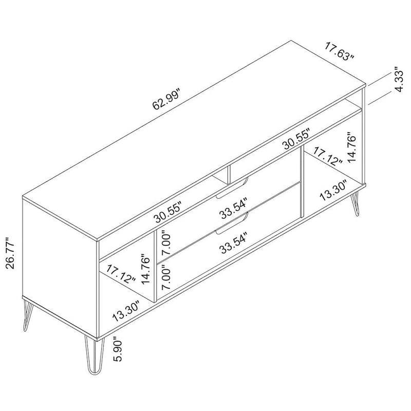 Meuble TV Console à Pieds Métalliques 62,99 po