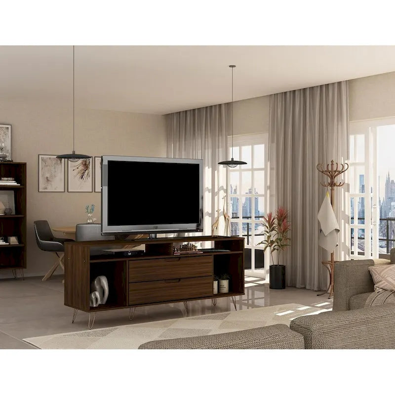 Meuble TV Console à Pieds Métalliques 62,99 po