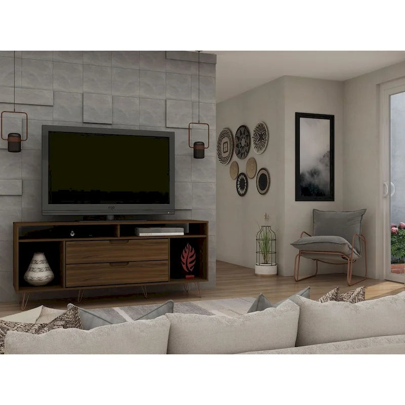 Meuble TV Console à Pieds Métalliques 62,99 po