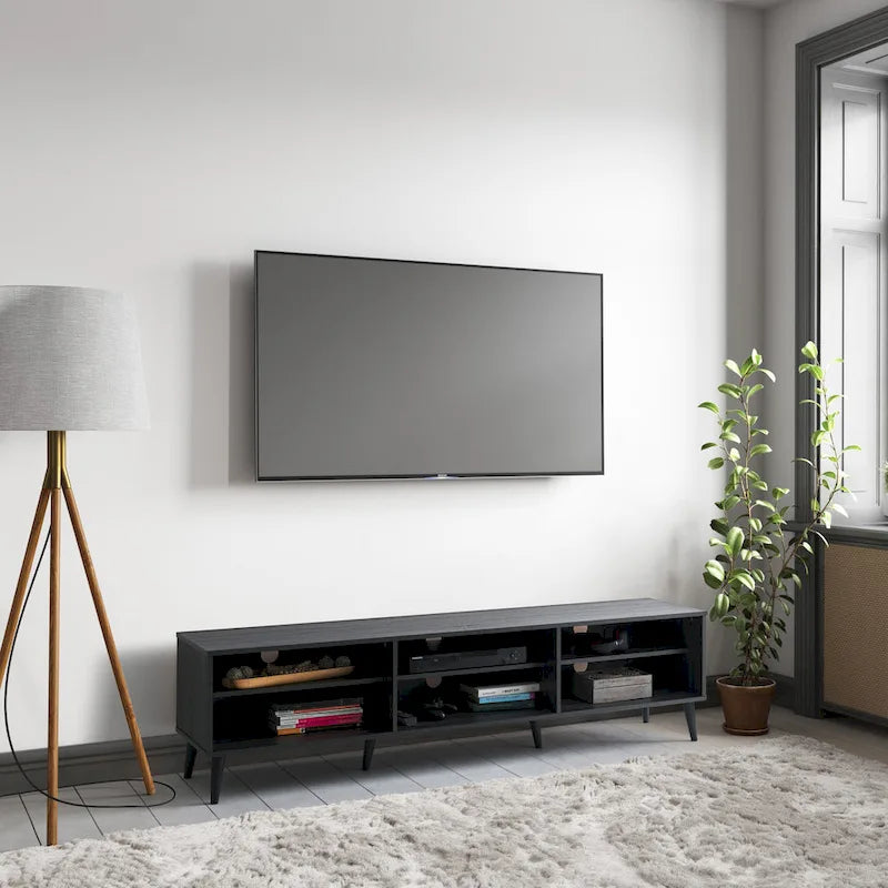 Banc TV avec étagères ouvertes, pour téléviseurs jusqu'à 85 po