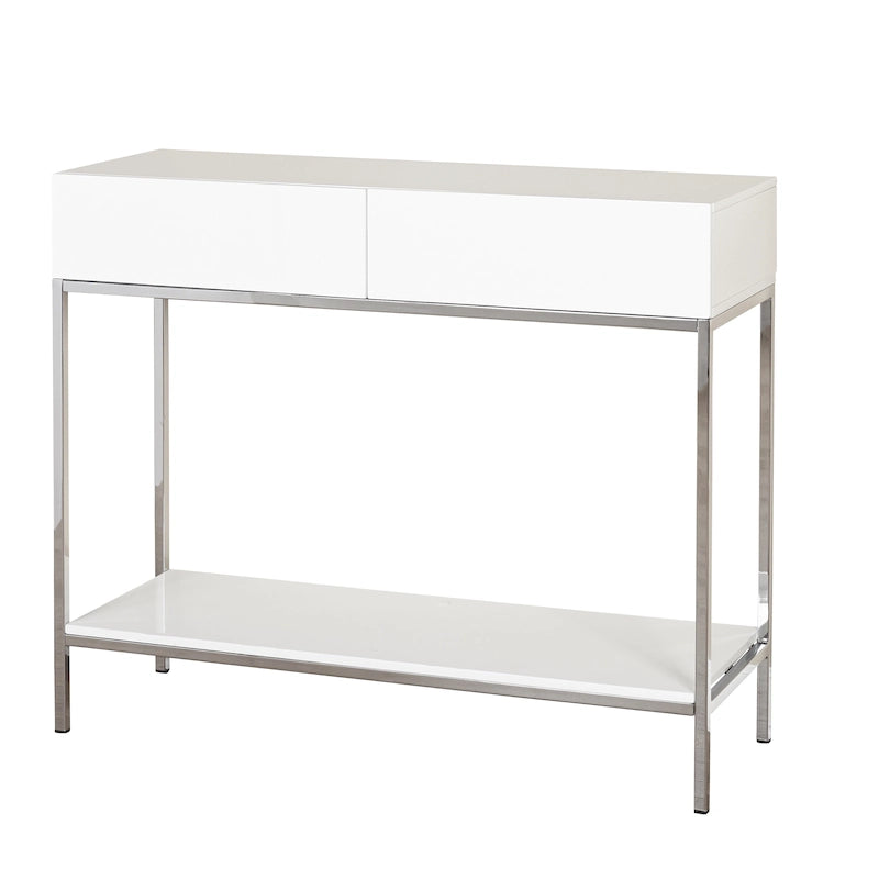 Console blanche en métal très brillant