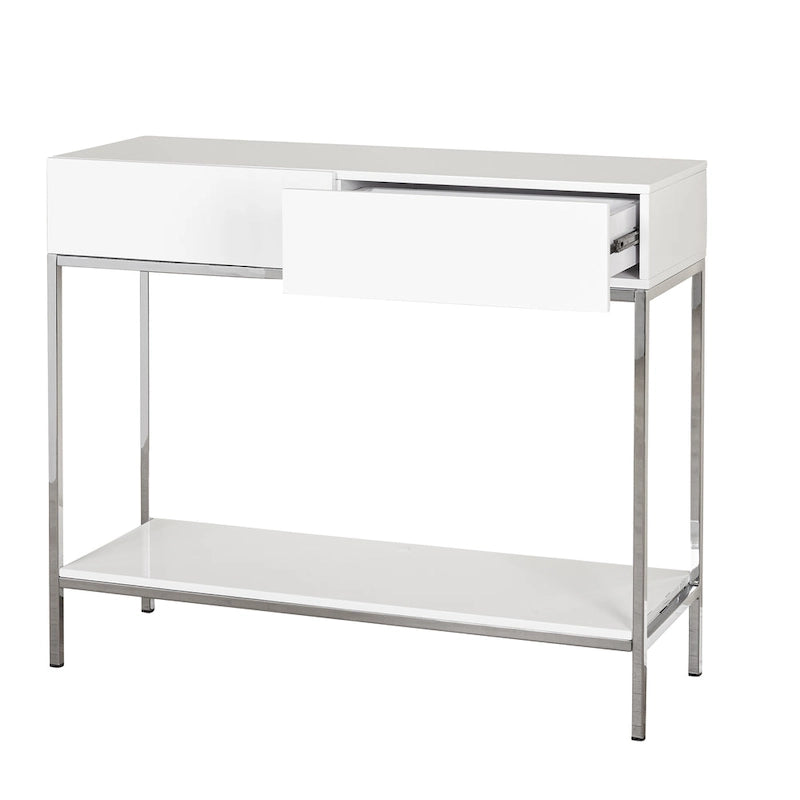 Console blanche en métal très brillant