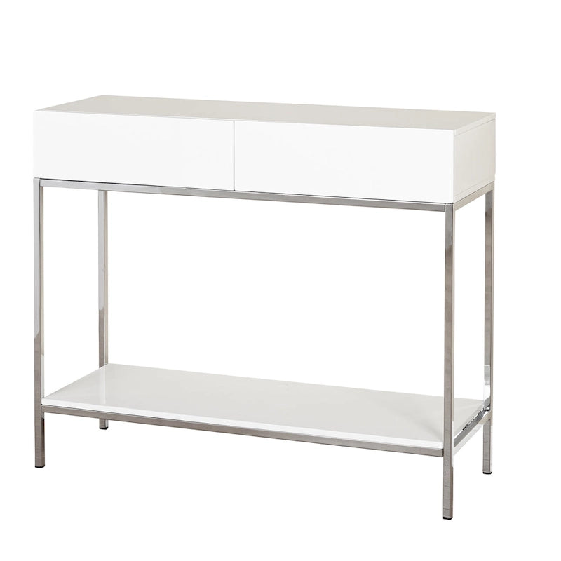 Console blanche en métal très brillant