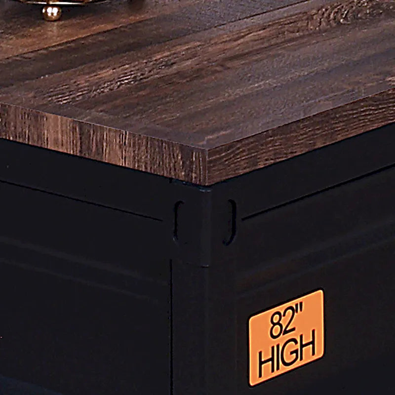 Table basse relevable en acier noir industriel de 47 pouces
