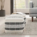 Pouf carré tissé bohème en blanc, beige, noir