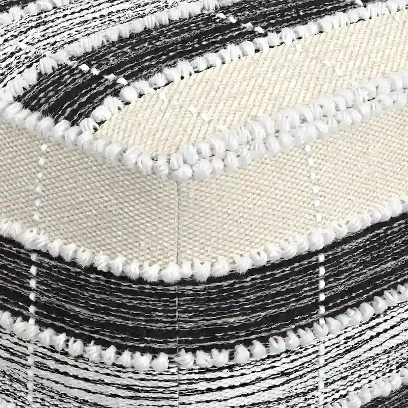 Pouf carré tissé bohème en blanc, beige, noir