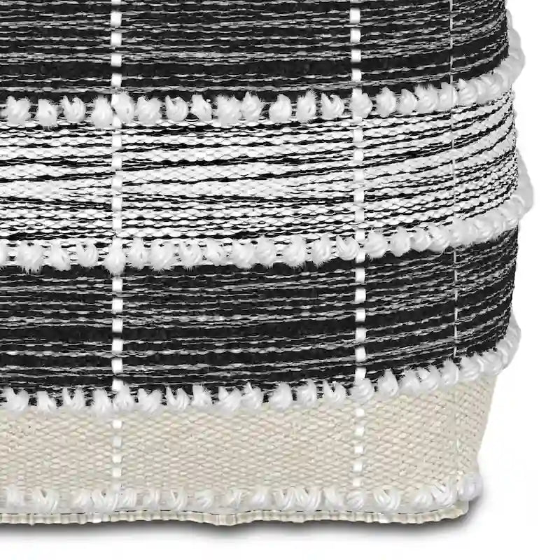 Pouf carré tissé bohème en blanc, beige, noir