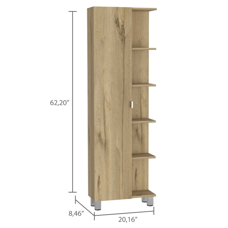 Armoire à Linge Murale avec 4 Étagères Intérieures et 5 Étagères Extérieures