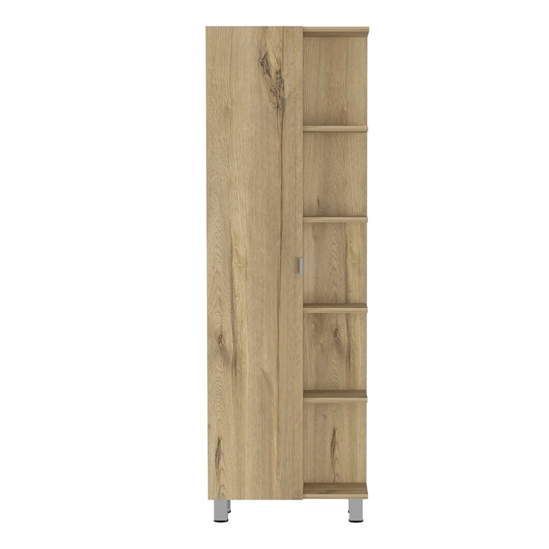 Armoire à Linge Murale avec 4 Étagères Intérieures et 5 Étagères Extérieures
