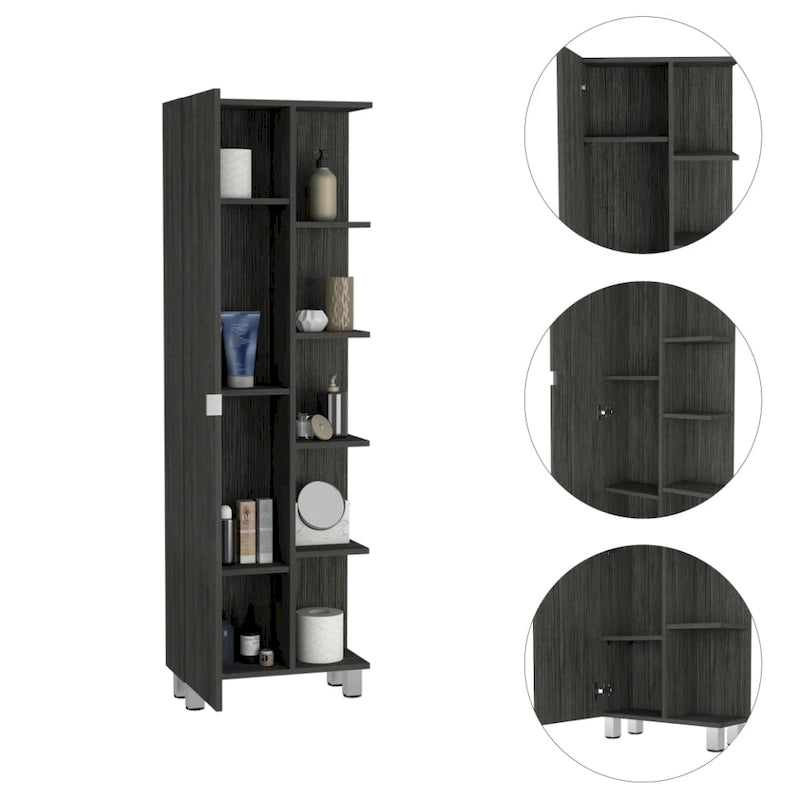 Armoire à Linge Murale avec 4 Étagères Intérieures et 5 Étagères Extérieures