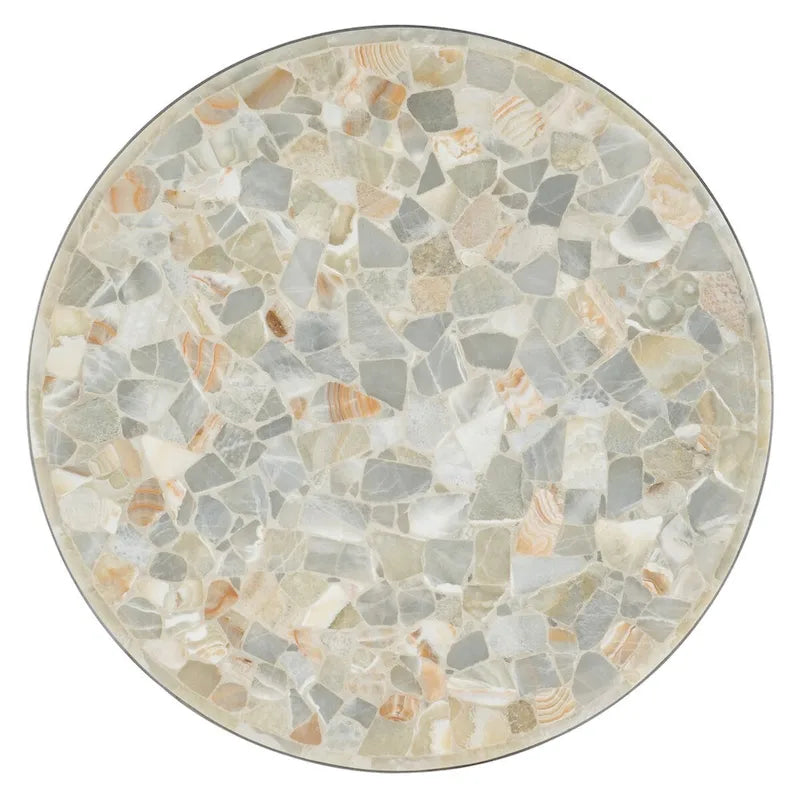 Table basse ronde Onyx et Acier, diamètre 42