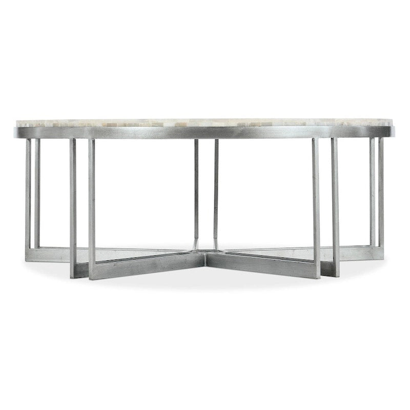 Table basse ronde Onyx et Acier, diamètre 42