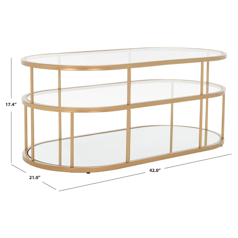 Table basse en verre Art Déco à 3 étagères - 42Lx21Px17H