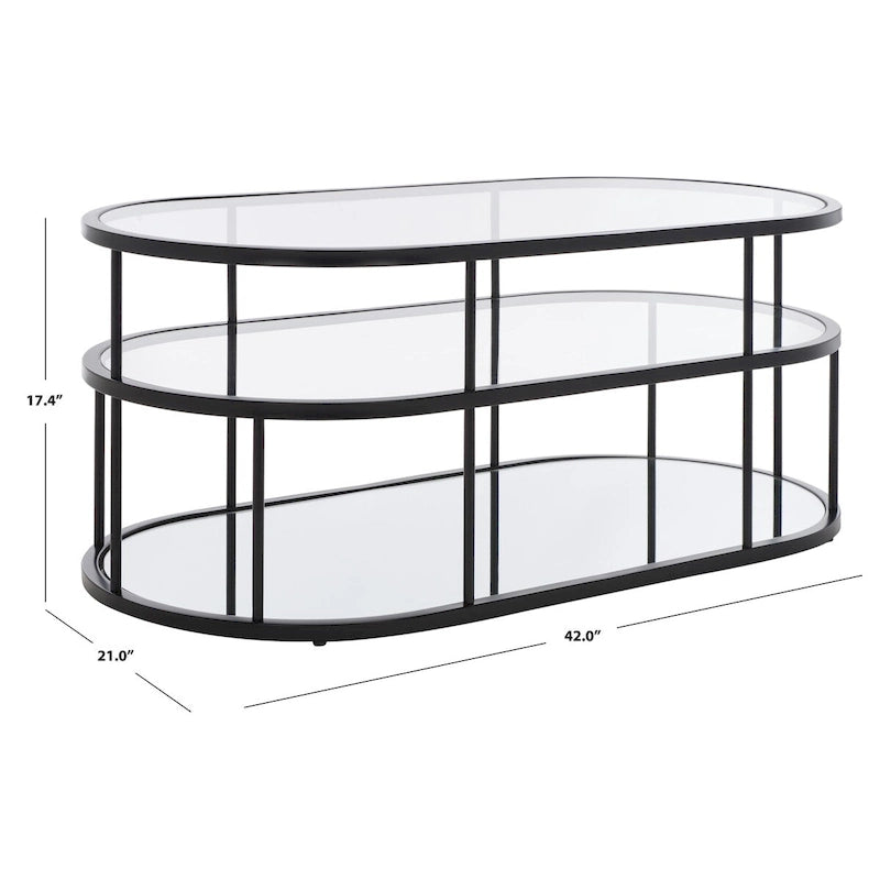 Table basse en verre Art Déco à 3 étagères - 42Lx21Px17H