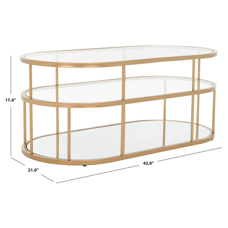 Table basse en verre Art Déco à 3 étagères - 42Lx21Px17H