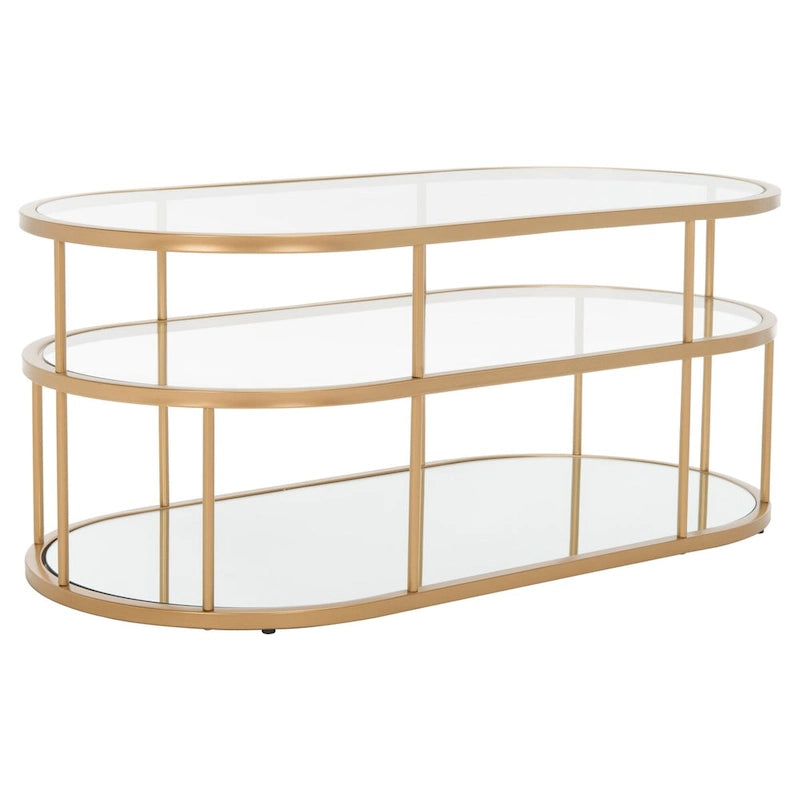Table basse en verre Art Déco à 3 étagères - 42Lx21Px17H