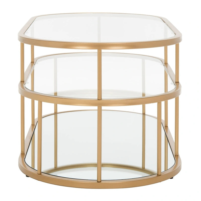Table basse en verre Art Déco à 3 étagères - 42Lx21Px17H
