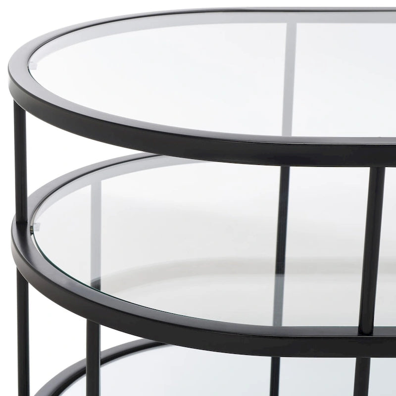 Table basse en verre Art Déco à 3 étagères - 42Lx21Px17H