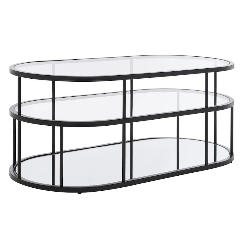 Table basse en verre Art Déco à 3 étagères - 42Lx21Px17H