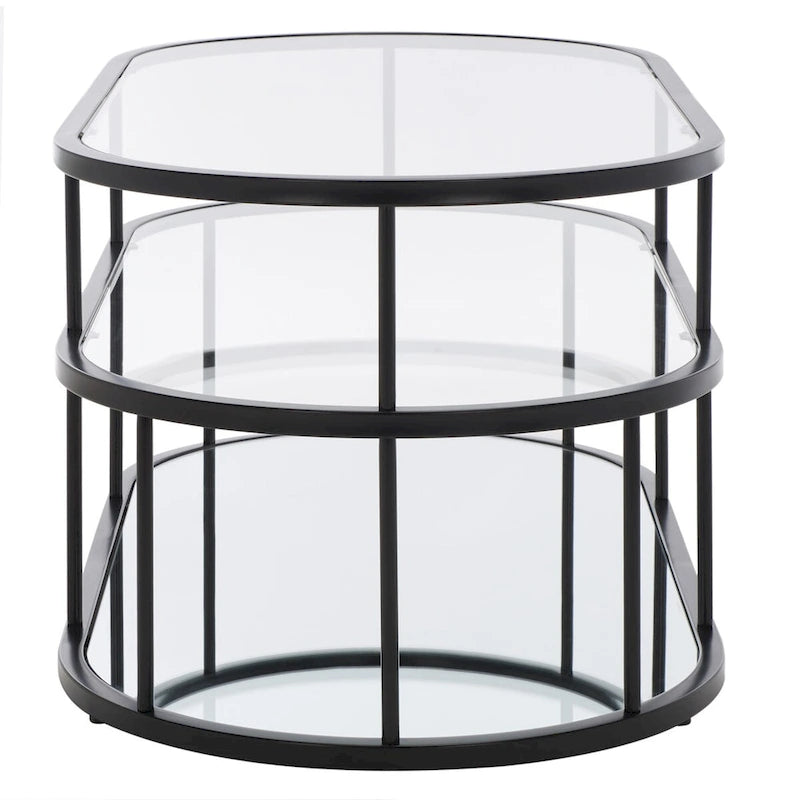 Table basse en verre Art Déco à 3 étagères - 42Lx21Px17H