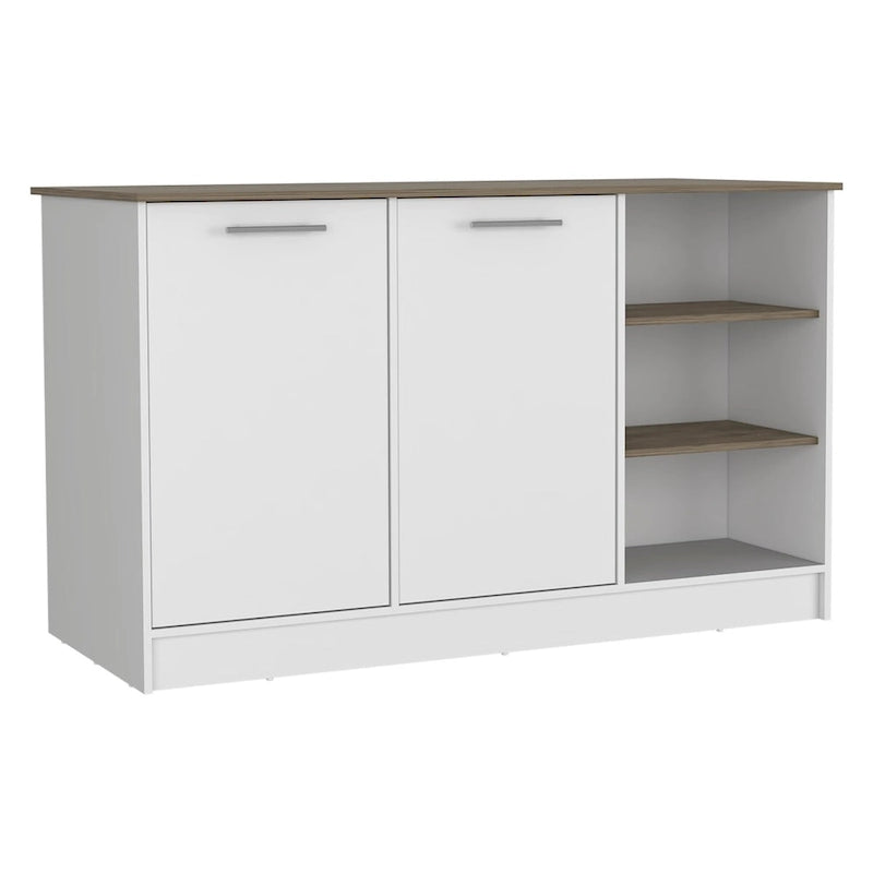 Îlot de cuisine pour salle à manger, cuisine, blanc / marron foncé