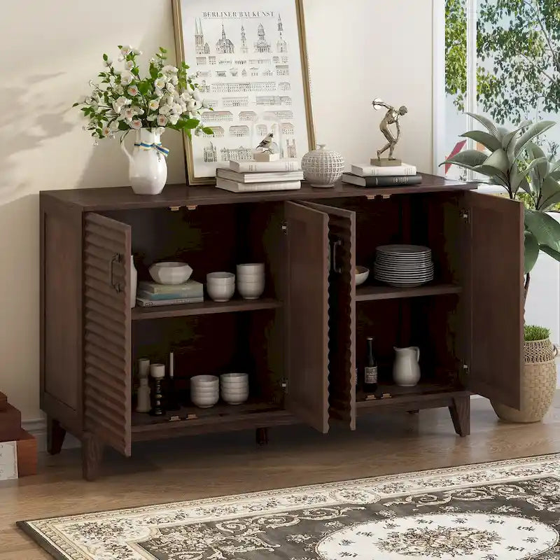 Buffet avec 4 portes grand rangement avec étagères réglables