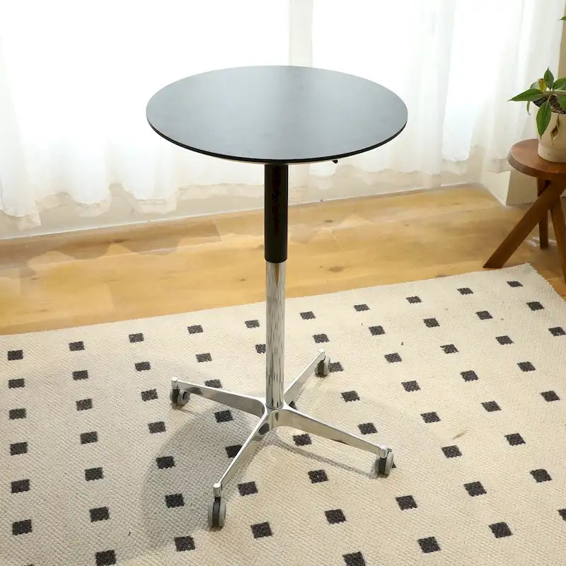 Table de bar mobile réglable Table de pub Pivotement à 360 ° Base en étoile en aluminium Hauteur de comptoir de bar mobile pour bureau debout Bistro