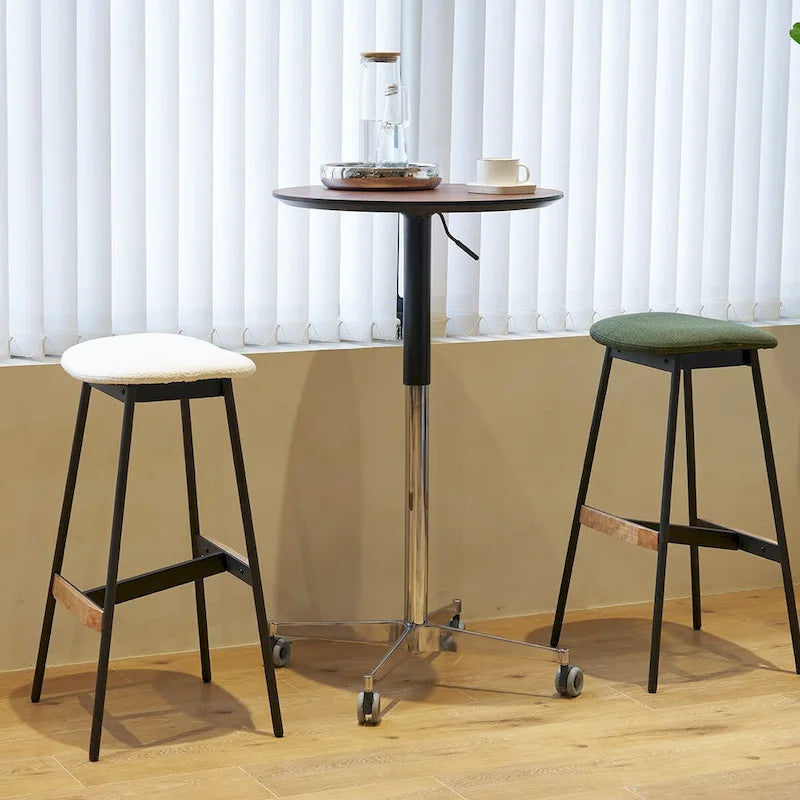Table de bar mobile réglable Table de pub Pivotement à 360 ° Base en étoile en aluminium Hauteur de comptoir de bar mobile pour bureau debout Bistro
