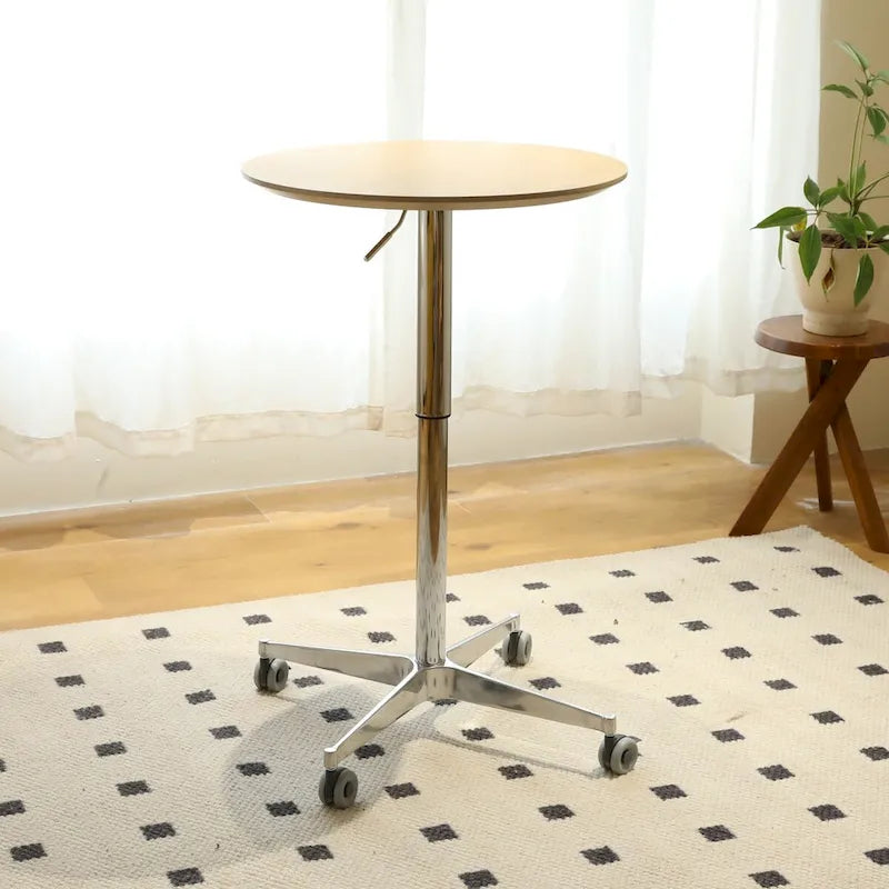 Table de bar mobile réglable Table de pub Pivotement à 360 ° Base en étoile en aluminium Hauteur de comptoir de bar mobile pour bureau debout Bistro