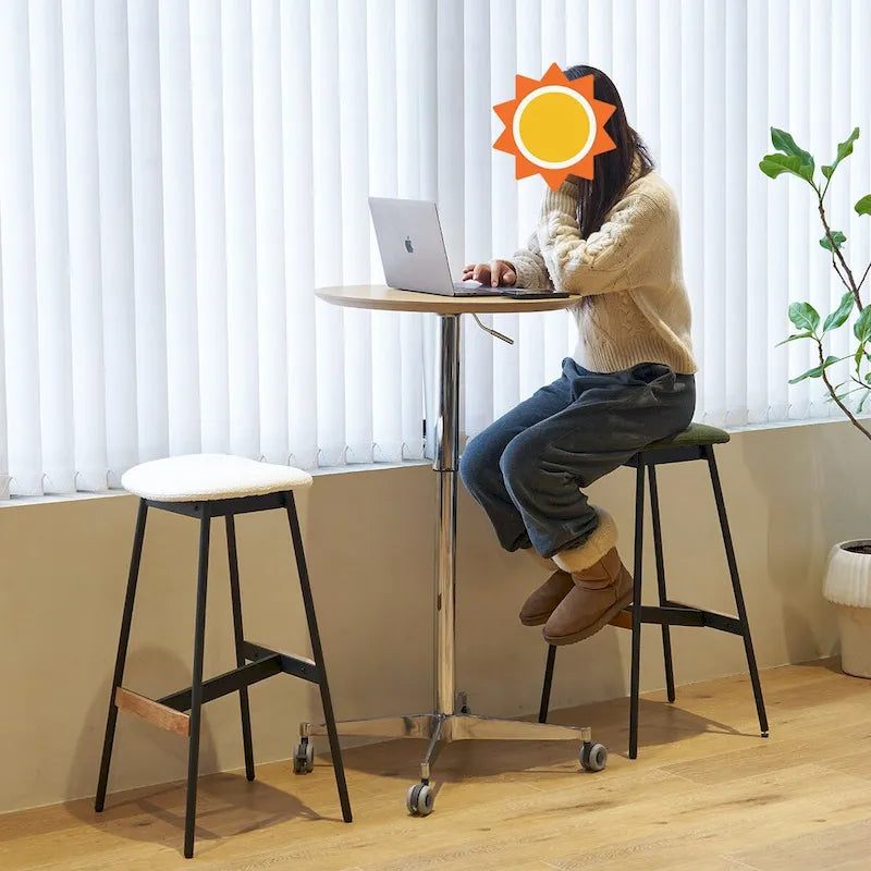 Table de bar mobile réglable Table de pub Pivotement à 360 ° Base en étoile en aluminium Hauteur de comptoir de bar mobile pour bureau debout Bistro
