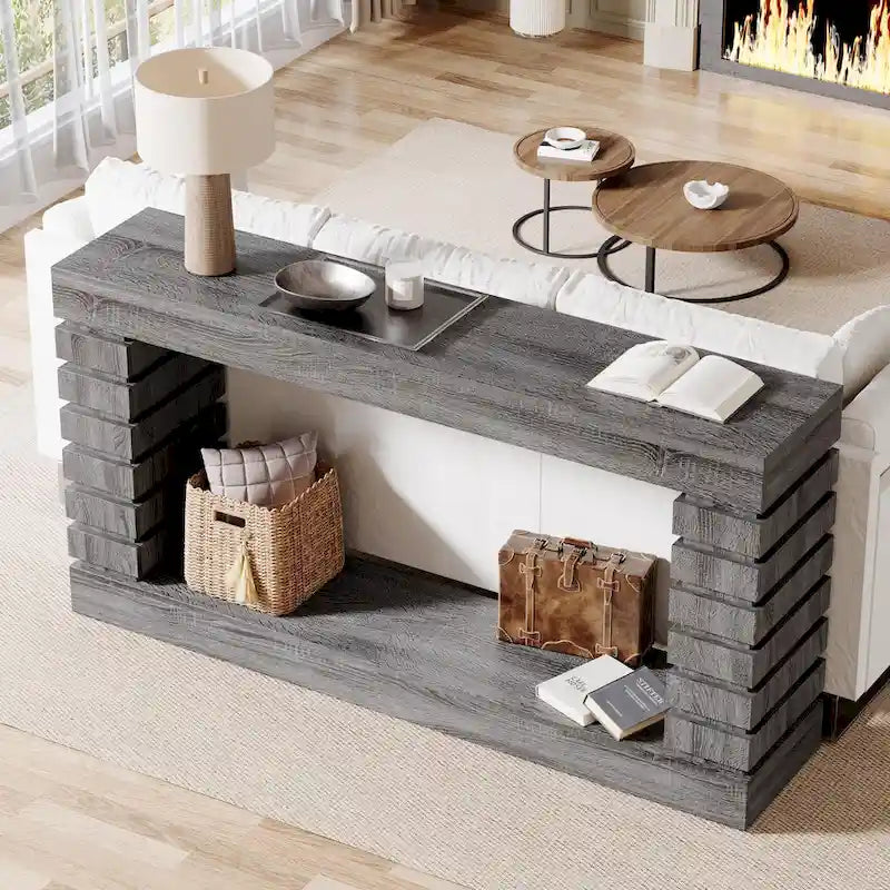 Console longue de 70,8 pouces, table étroite pour entrée et salon