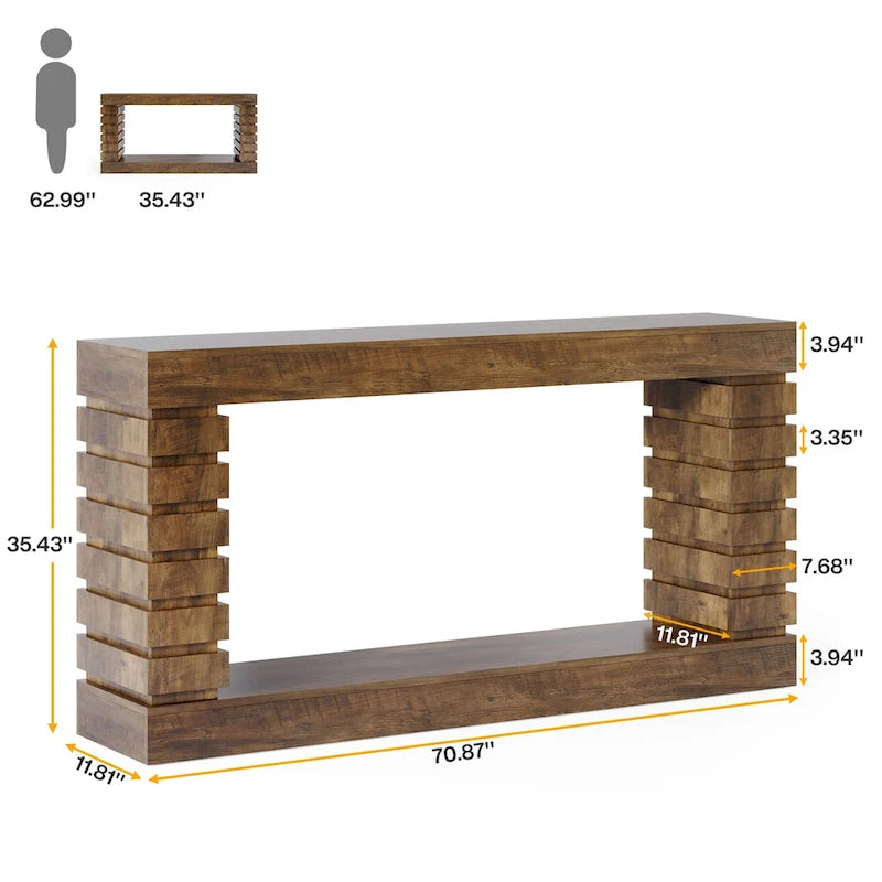 Console longue de 70,8 pouces, table étroite pour entrée et salon