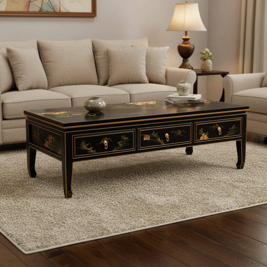 Black Lacquer Coffee Table - Landscape
