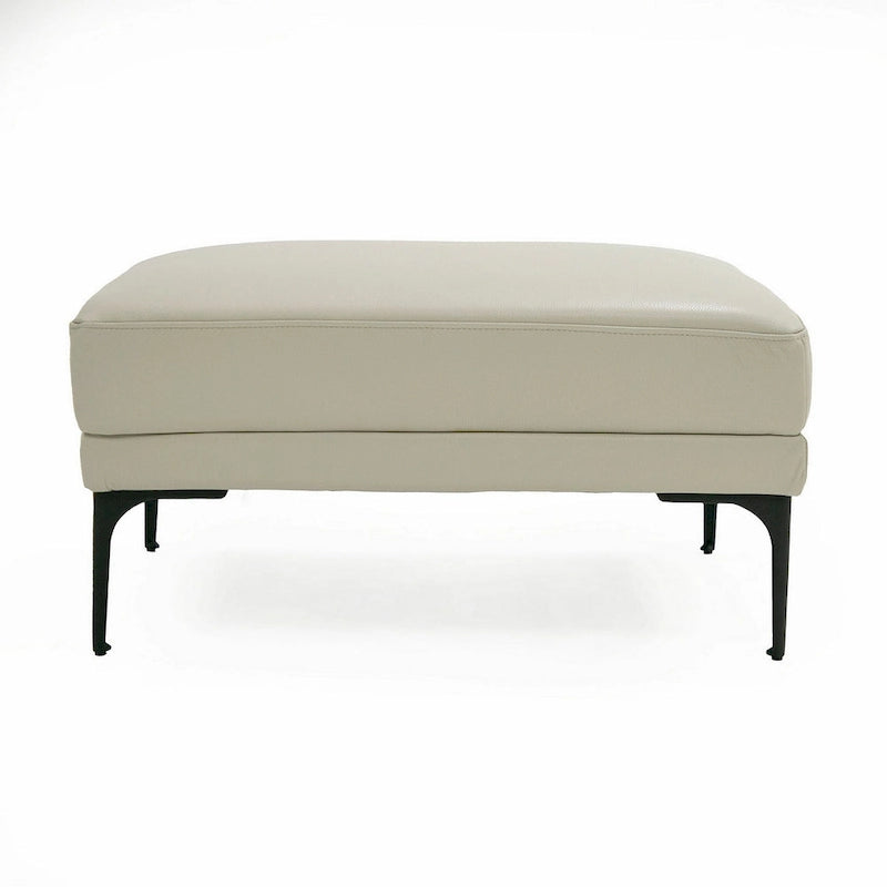 Ottoman rembourré rectangulaire de 30 pouces - Cuir véritable gris clair