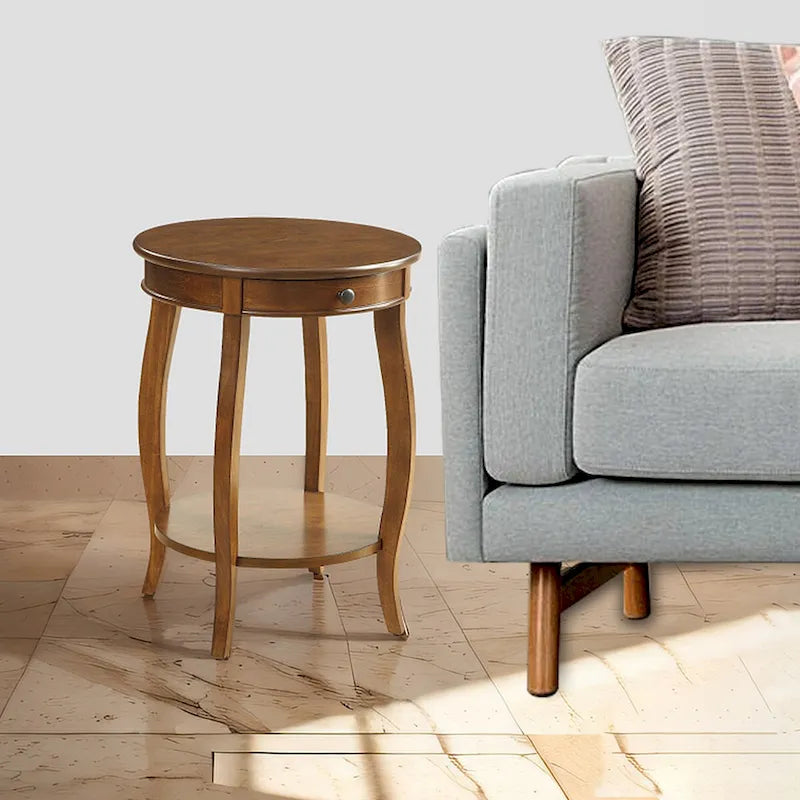Walnut & Black End Tables by CUSchoice - 18Dia X 24H