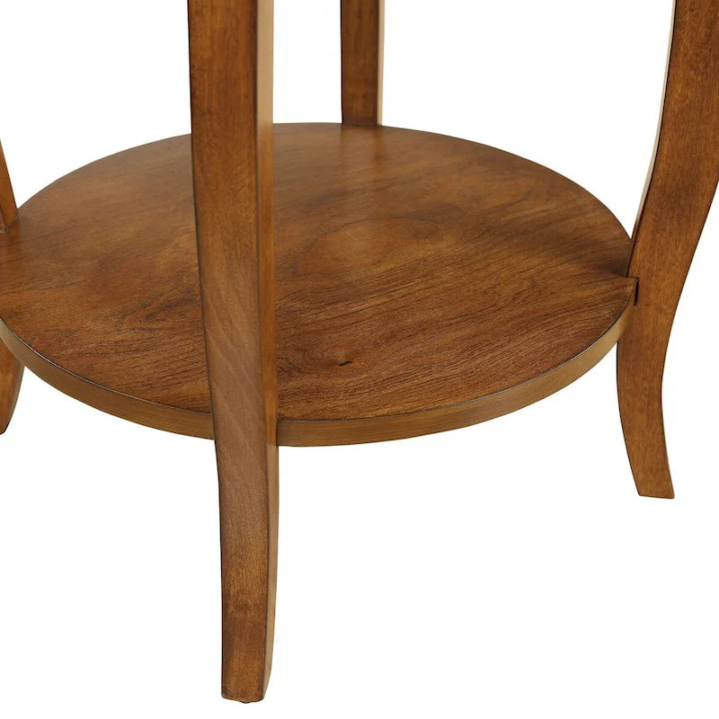 Table d'appoint noyer et noir avec tiroir - 18 diam. x 24 H