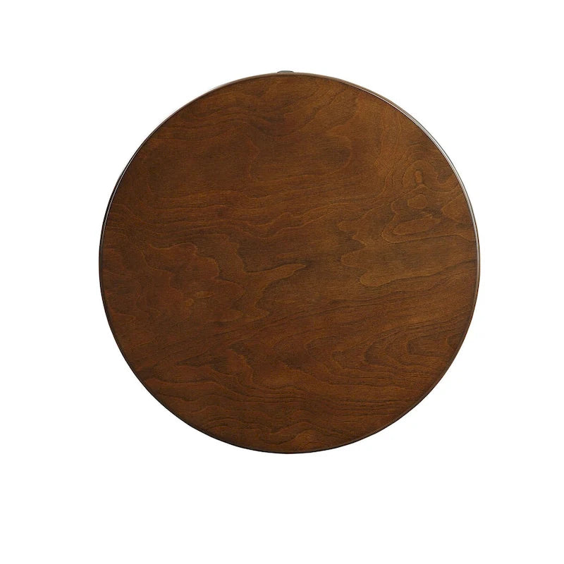 Table d'appoint noyer et noir avec tiroir - 18 diam. x 24 H