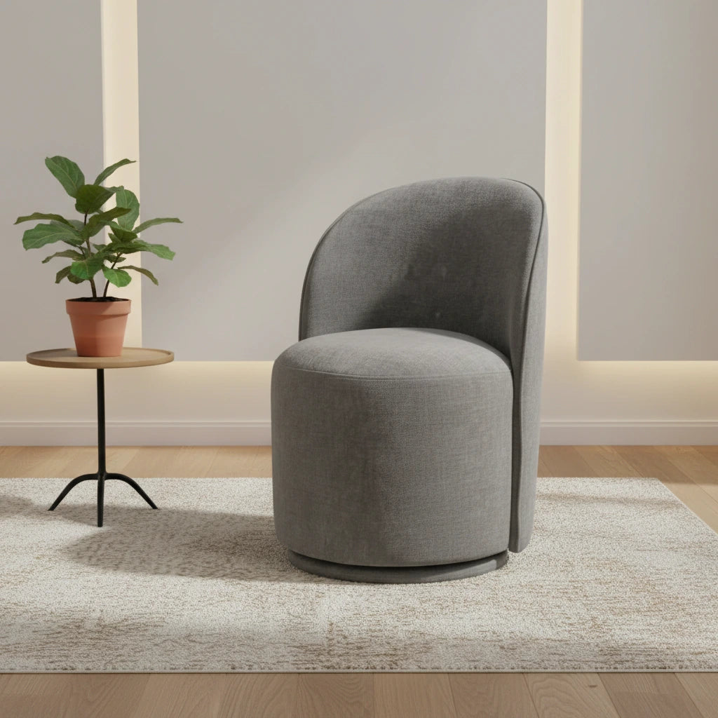Modrest Correa Modern Dove Grey Fabric Swivel Dining Chair