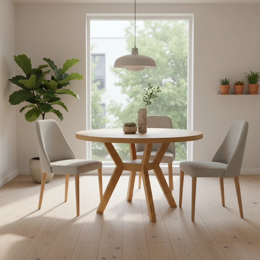 Table à manger ronde en bois de 48 po - Naturel - 48Wx48Dx30H